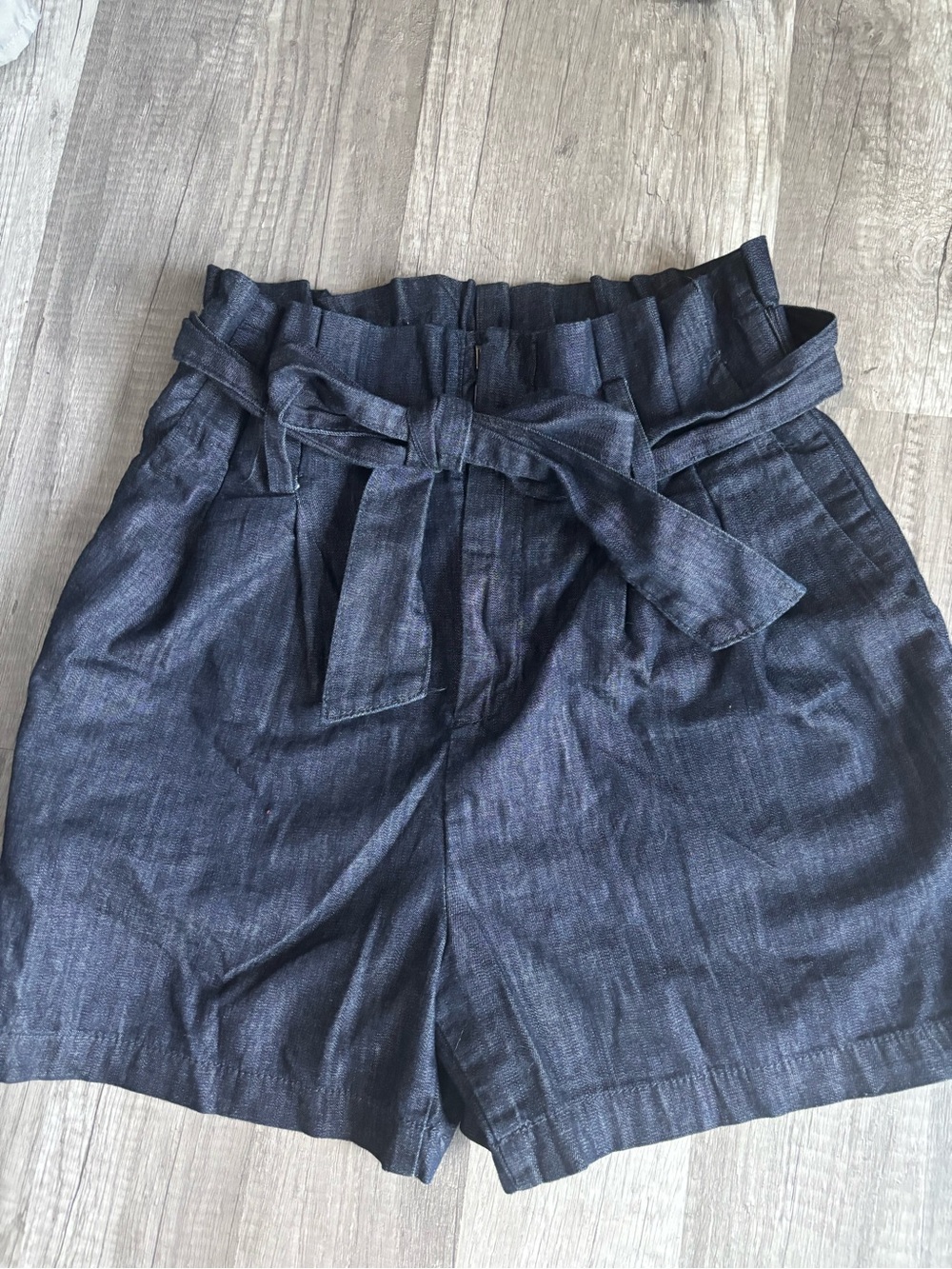 a new day Navy High-Waist Paperbag Shorts with Tie Belt